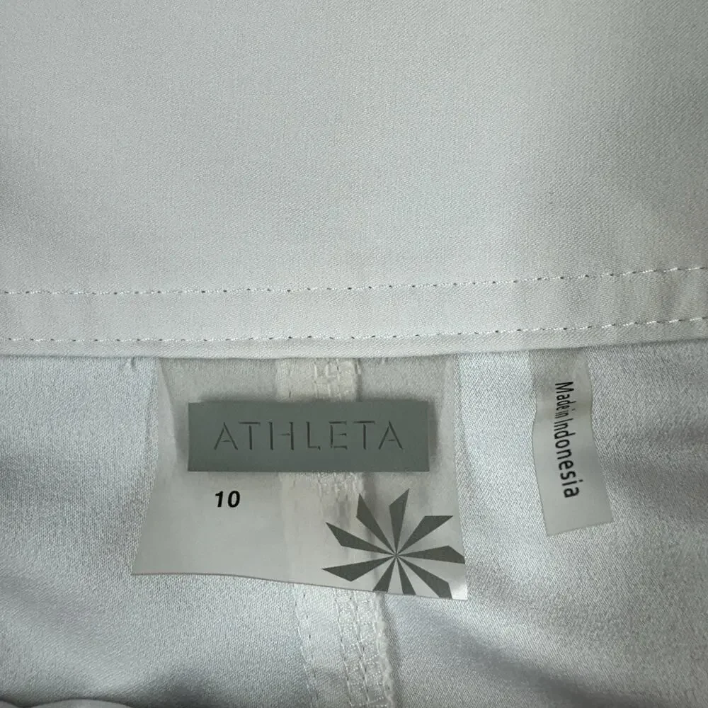 Athleta Floral Trestle Board Shorts Women 10 White Swim Beach Surf Drawstring
